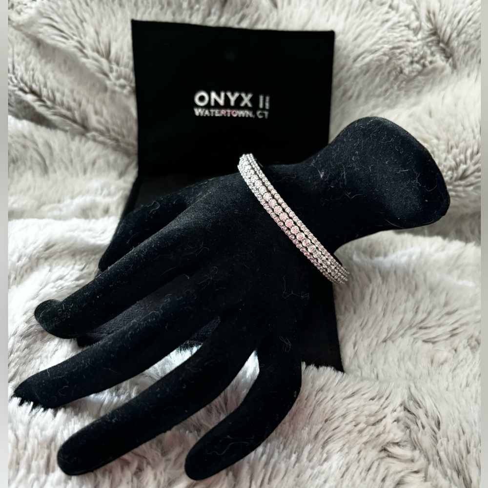Onyx Silver Plated CZ Tennis Bracelet